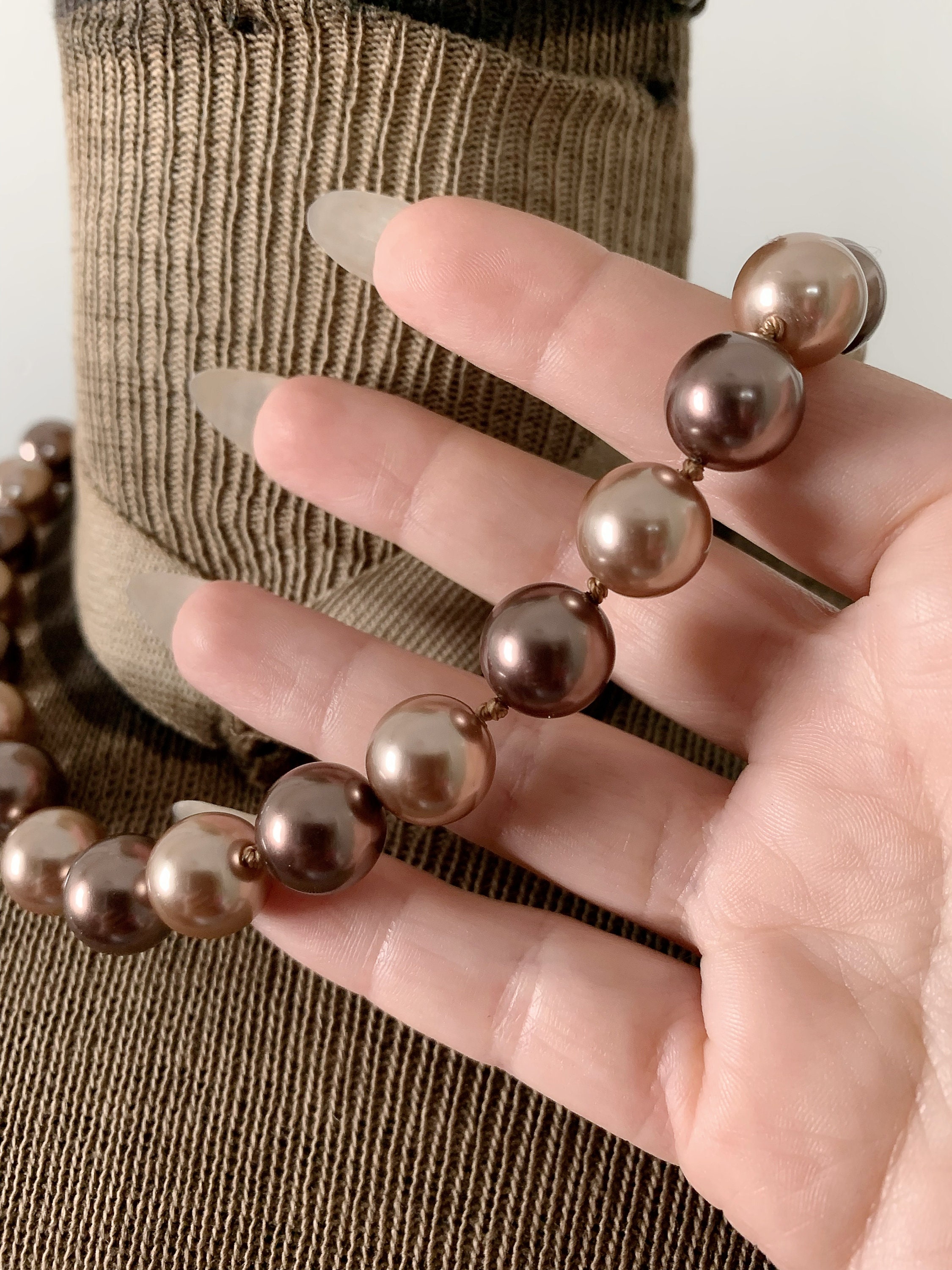Vintage RMN the Roman Company Brown Faux Pearl Necklace - Etsy