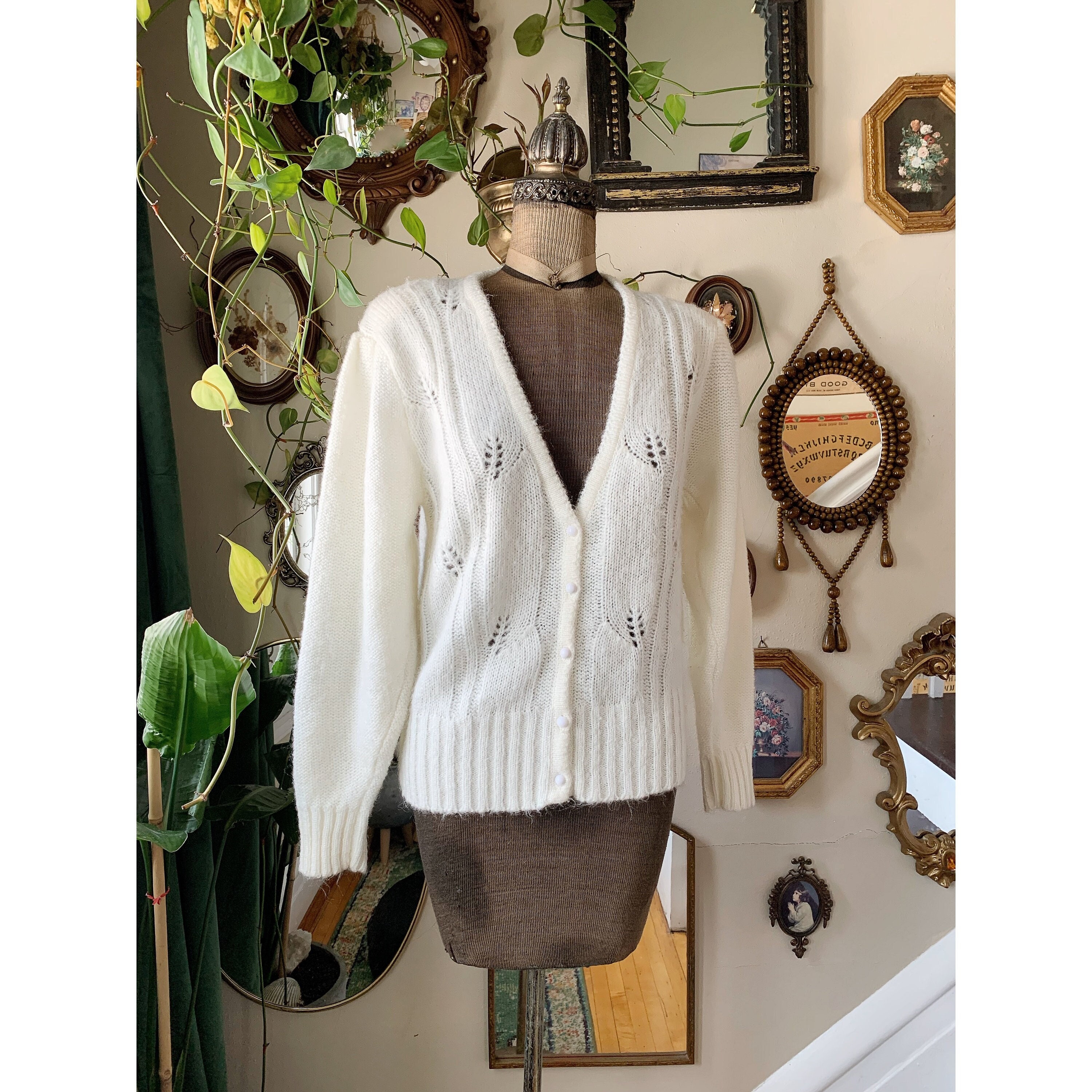 Vintage 1980s Worthington White Cardigan Sweater Size Small - Etsy
