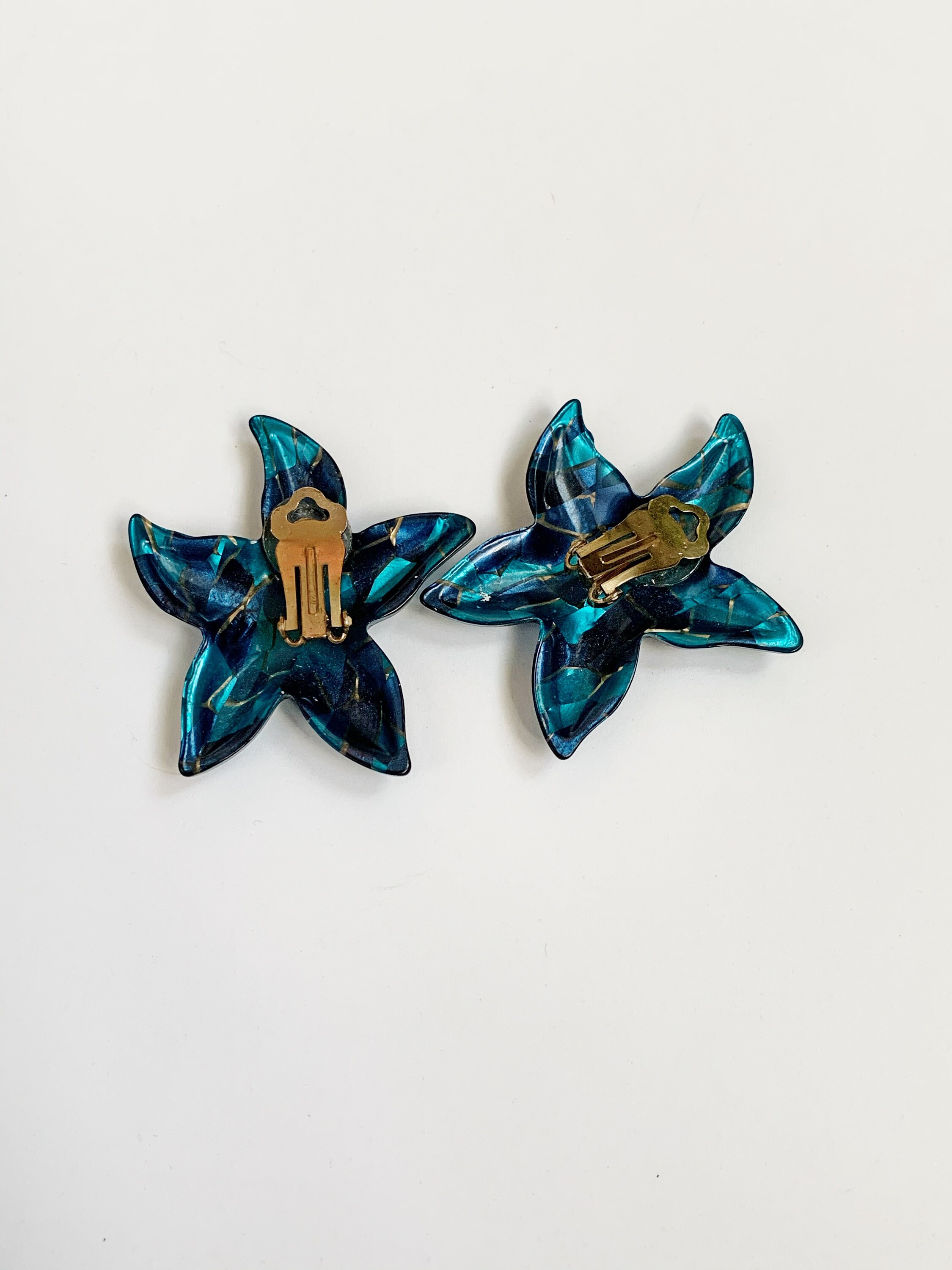 Vintage Large Blue Plastic Starfish Earrings Clip On | Etsy