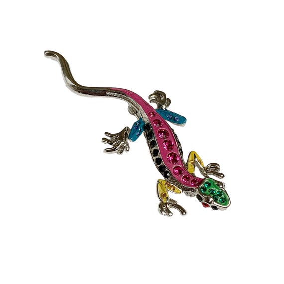 Lot De 2 Broches Vintage Lézards Strass - Occasion