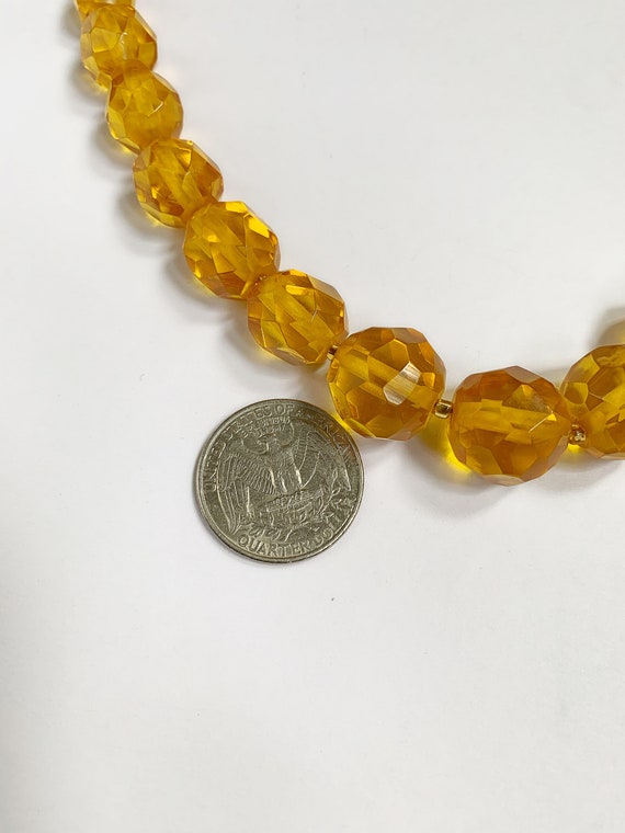 Vintage Bakelite Translucent Yellow Faceted Bead … - image 4
