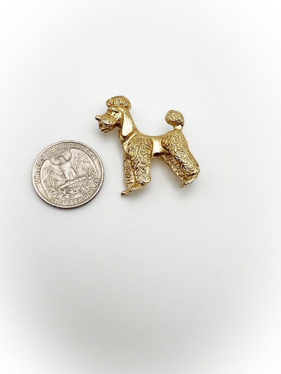 Vintage Napier Gold Tone Metal Poodle Brooch - image 3