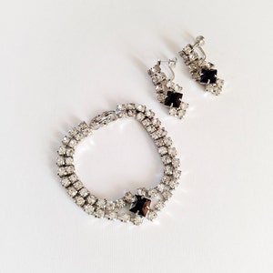 Vintage Rhinestone Bracelet and Earrings Jewelry Set