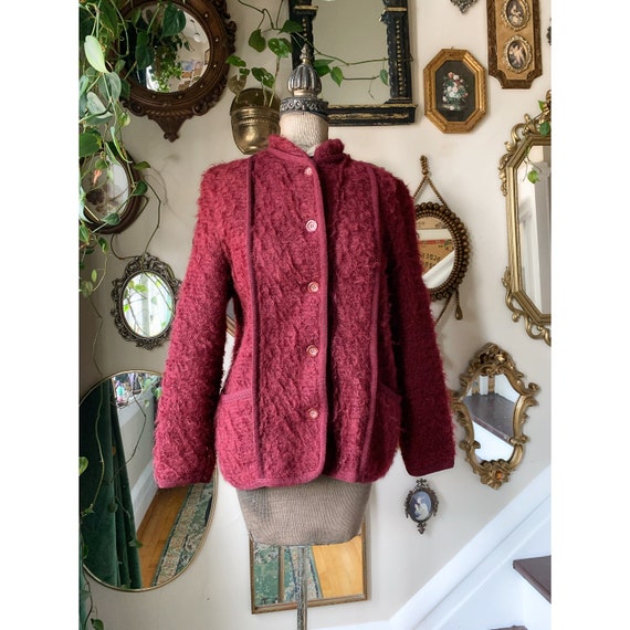 Vintage 1980s Pitlochry Wine Red Wool and Mohair … - image 1