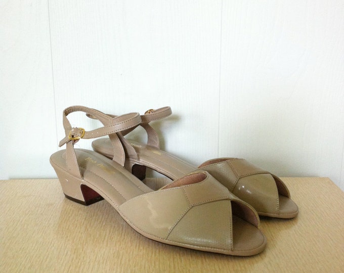 Vintage 1980s Taupe Hush Puppies Shoes Open Toe Sandals Low Etsy