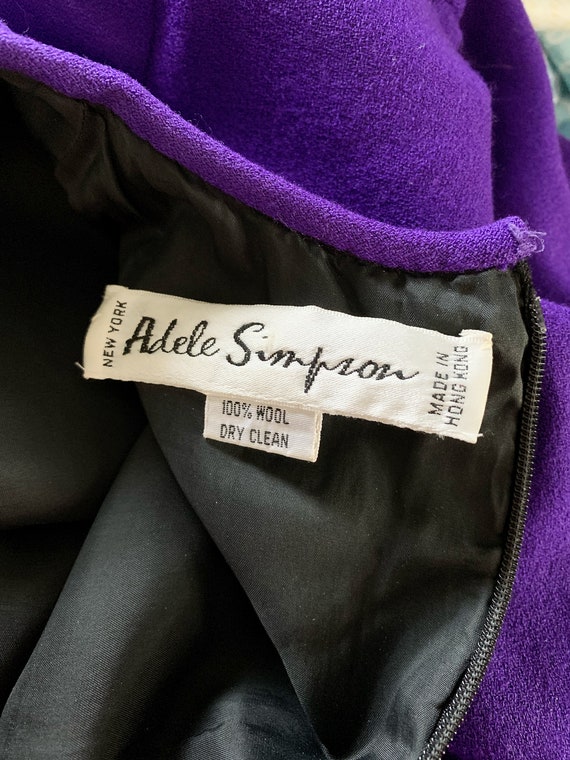 Vintage 1980s Adele Simpson Purple and Black Wool… - image 4