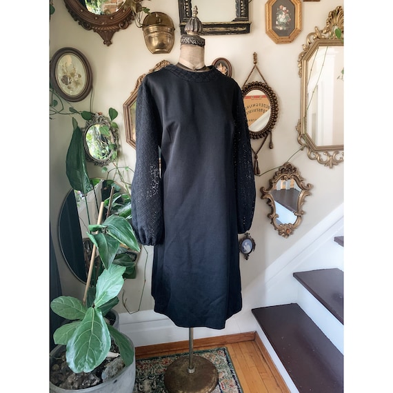 Vintage 1970s Puritan Forever Young Black Dress w… - image 1