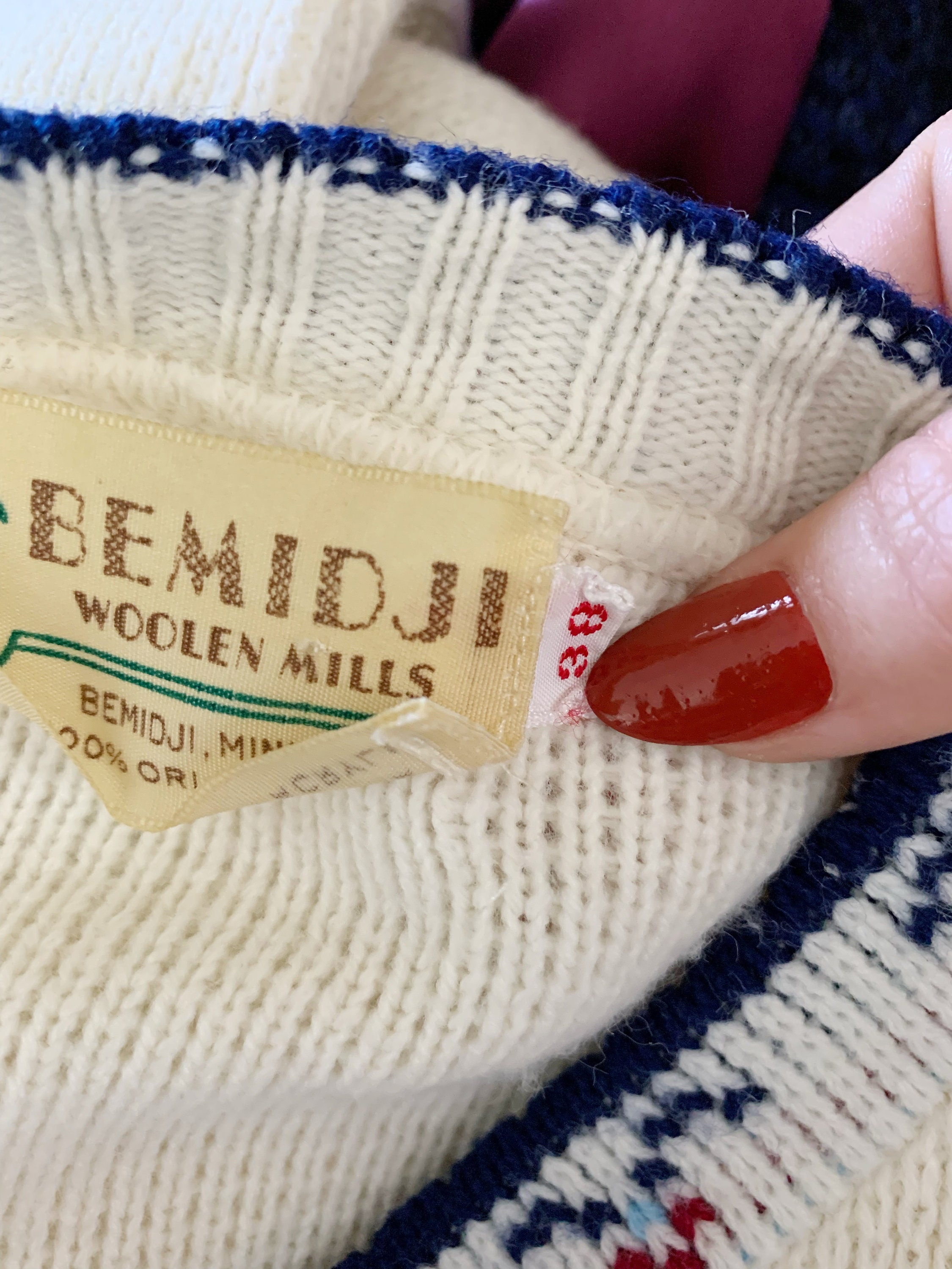 Vintage Bemidji Woolen Mills Orlon Cardigan Sweater With Metal