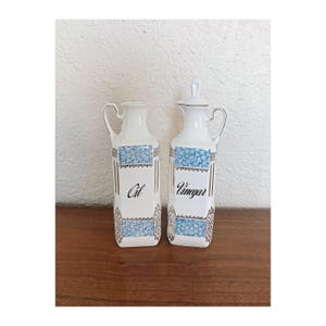 Vintage Czechoslovakia Oil and Vinegar Porcelain Ceramic Serving Cruet Set image 1