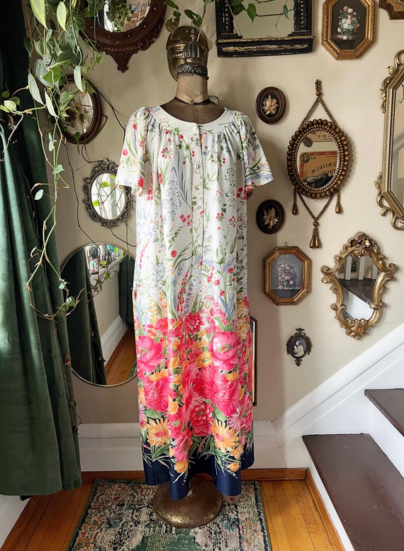 Vintage Floral Muumuu Floor Length Dress - image 2