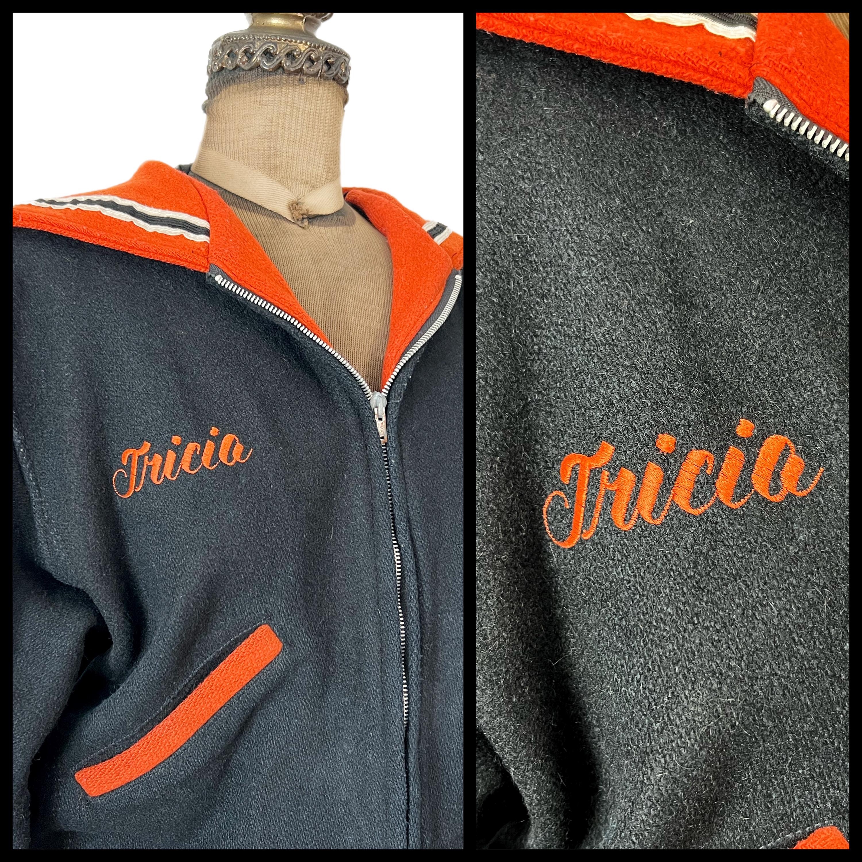 Vintage Butwin Varsity Jacket Black and Orange Moorehead Tricia - Etsy