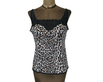 Vintage Vanity Fair Leopard Print Camisole Tank Top Size Medium