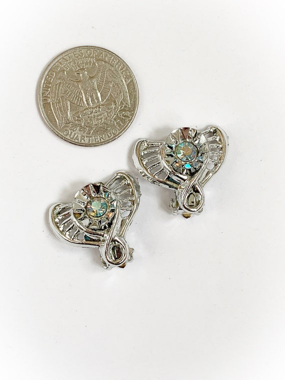 Vintage Silver Tone Metal and Ice Blue Iridescent… - image 5