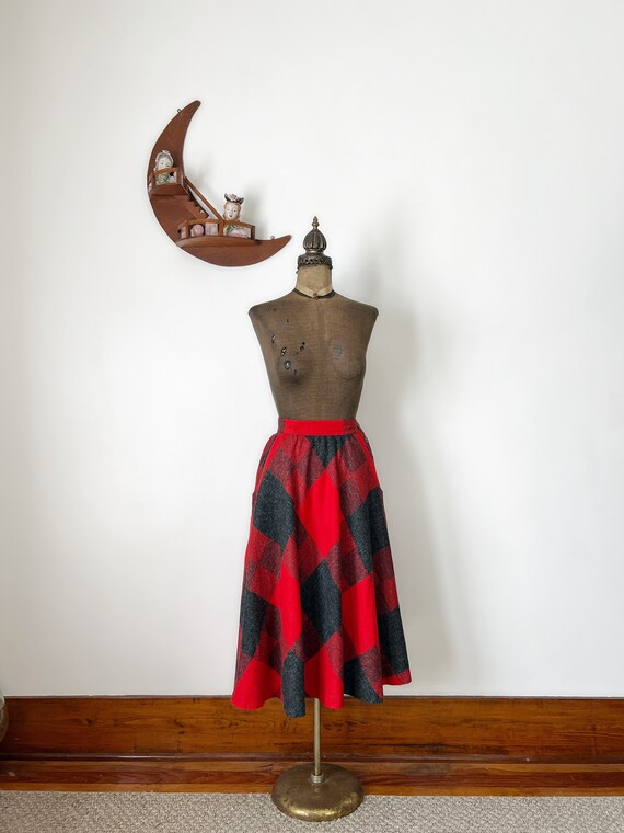 Vintage 1970s JC Penney Red and Black Skirt - image 2