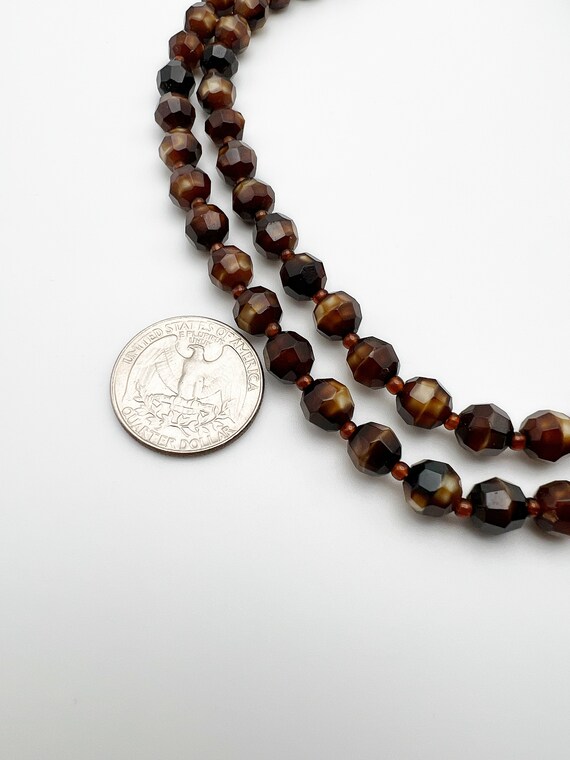 Vintage Western Germany Brown Glass Faceted Bead … - image 5