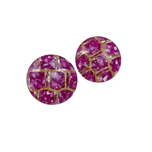 Vintage Lucite Konfetti lila und Gold Disc Ohrclips