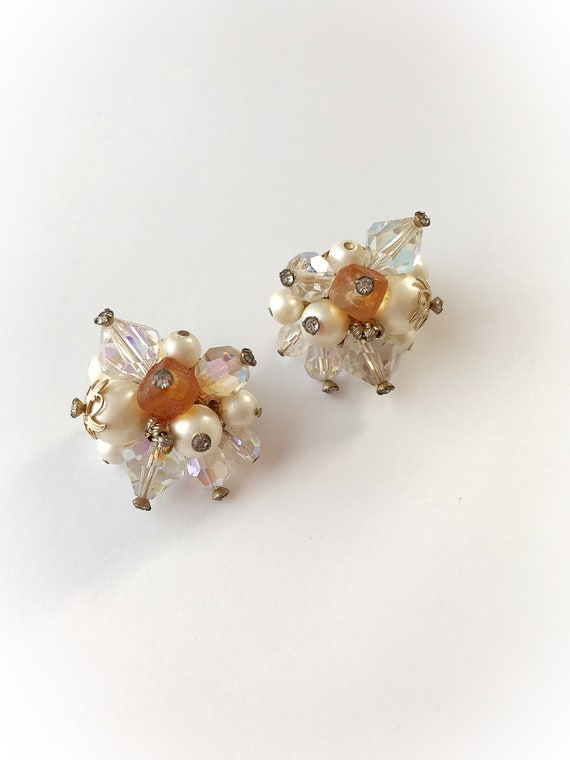 Vintage Vendome Cluster Earrings Clip On