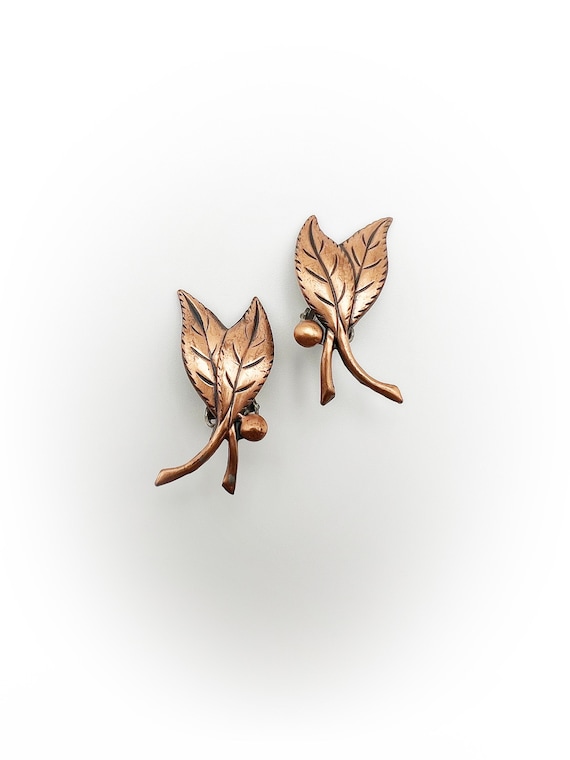 Vintage Copper by Bell Leaf Clip On Earrings