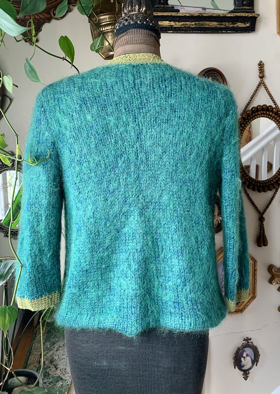 Vintage Blue and Green Open Style Cardigan - image 6