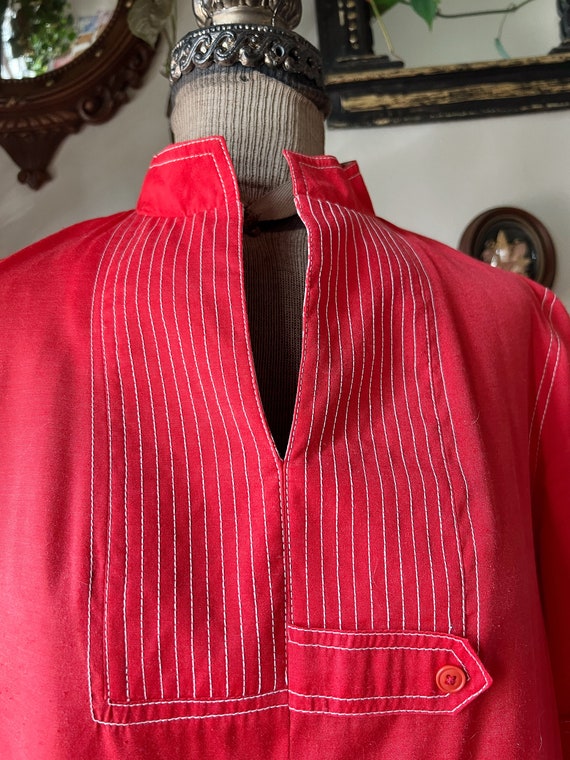 Vintage 1970s R&K Originals Red Mandarin Collar D… - image 6