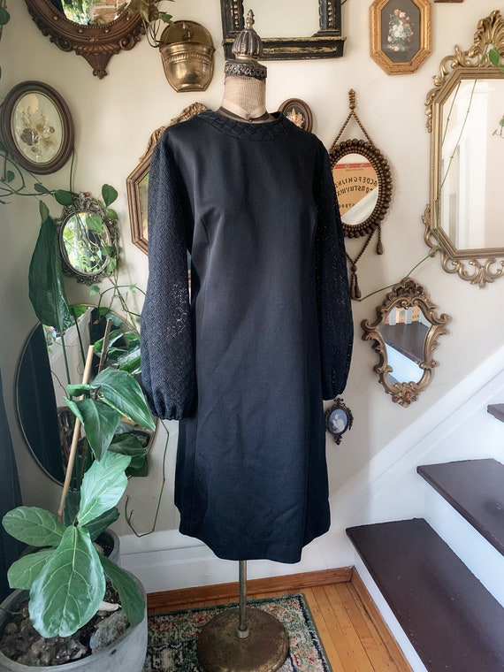 Vintage 1970s Puritan Forever Young Black Dress w… - image 2