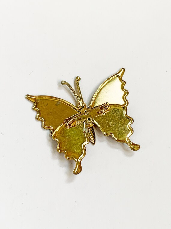 Broche Papillon En Métal Vintage - Bijou Ancien Occasion - Fabriqué En France