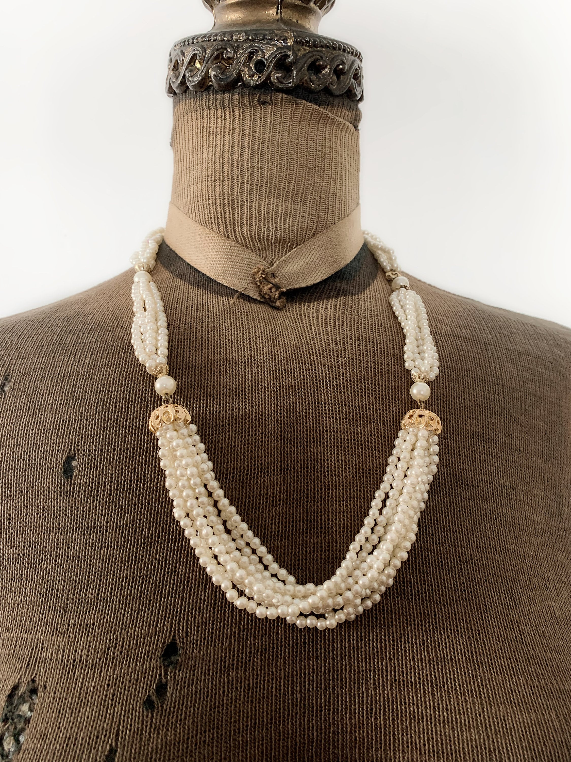 Vintage Faux Pearl Multi Strand Necklace - Etsy
