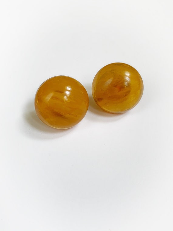 Vintage Translucent Amber Orange Bakelite Earrings