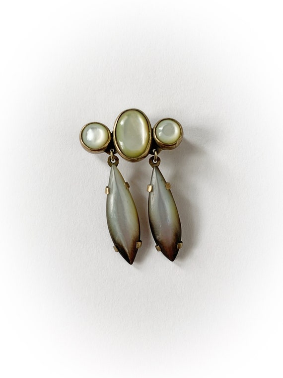 Vintage White Shell Dangle Brooch - image 1