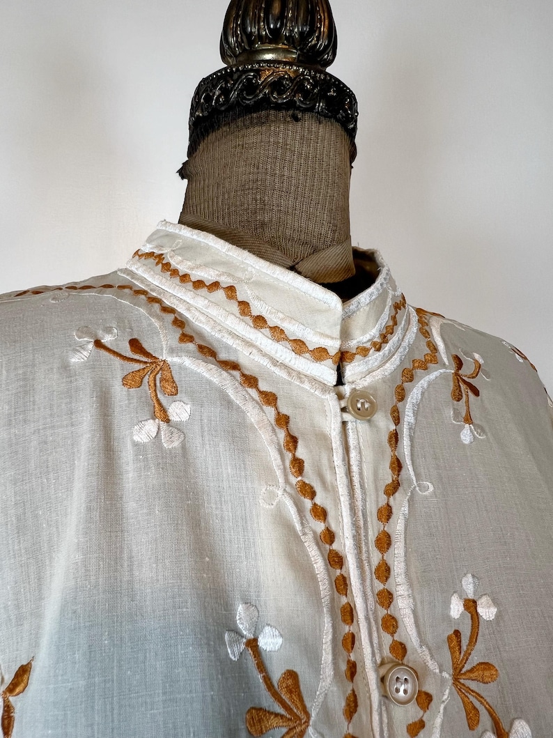 Loading Button Card Vintage 1970s Cream White Button up Tunic Blouse - Etsy