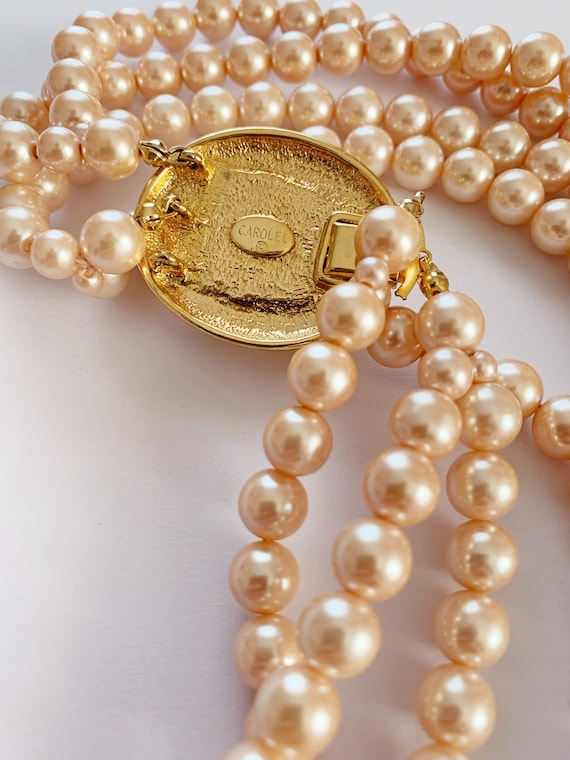 Vintage Carolee Faux Pearl Necklace with Decorati… - image 5