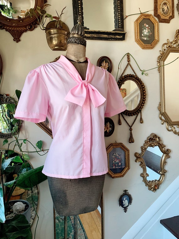 Vintage 1980s Pink Alicia Petite Short Sleeve Blou