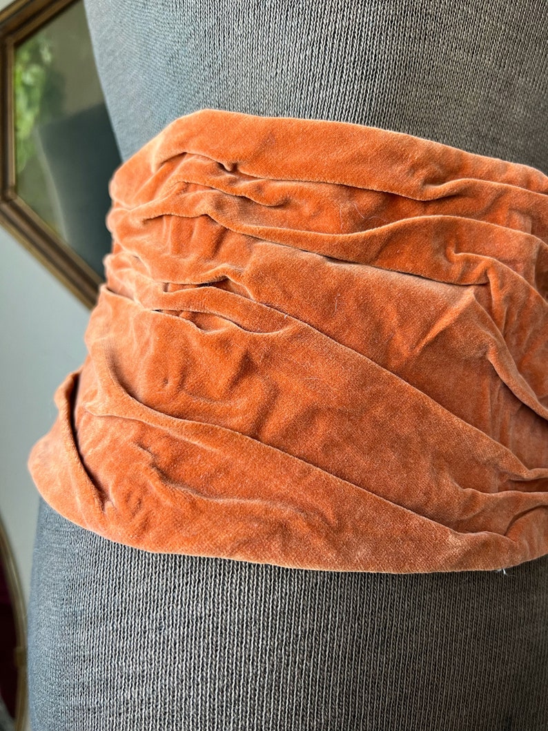 Vintage Rusty Orange Velvet Cummerbund Belt Hook and Eyelet Etsy