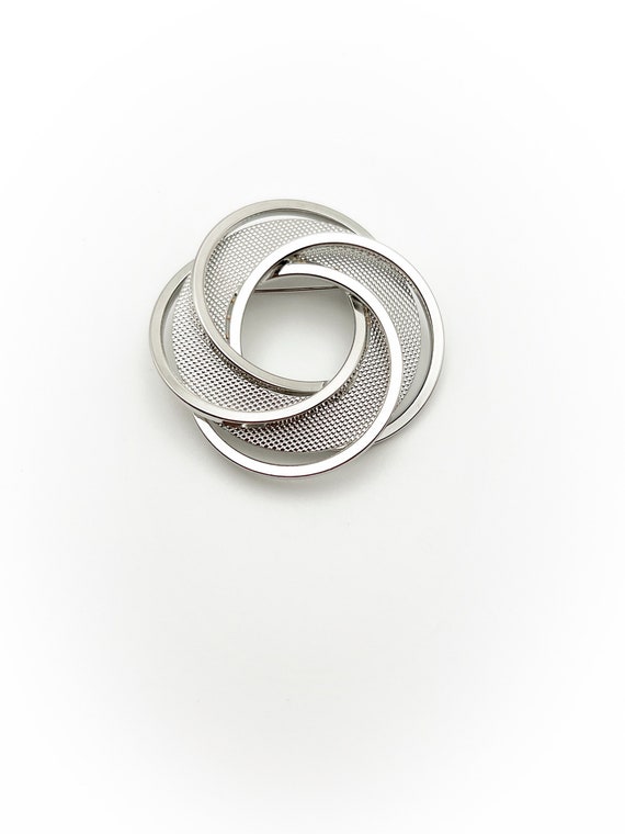 Vintage Silver Tone Metal Spiral Brooch - image 1