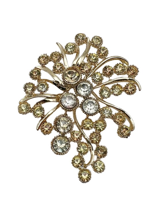 Broche Strass Orange Et Métal Doré - Vintage, Très Bon état, Occasion