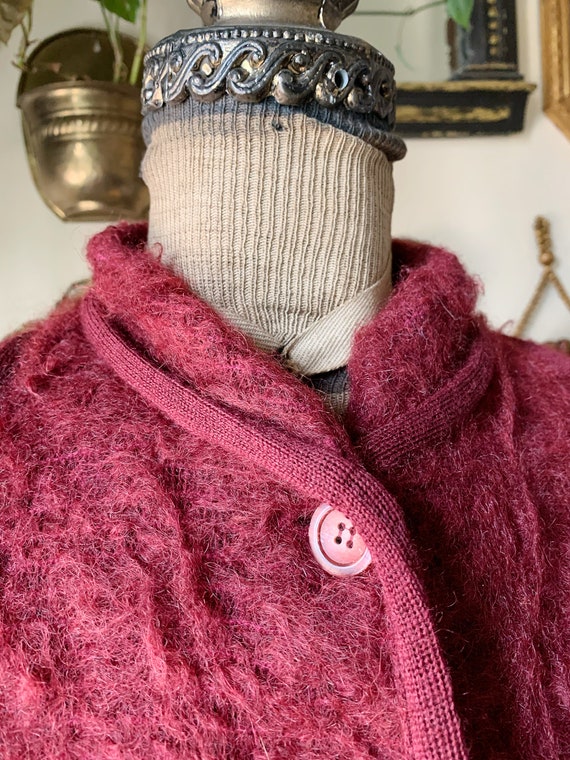 Vintage 1980s Pitlochry Wine Red Wool and Mohair … - image 6