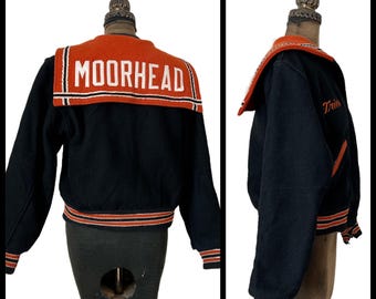 ジャケット・アウター BUTWIN Varsity JKT Vintage Butwin Varsity Jacket Black and Orange Moorehead Tricia - Etsy