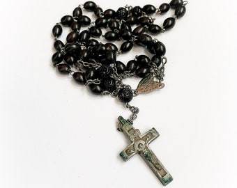 Vintage Black Bead Rosary