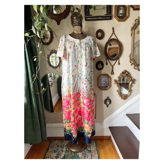 Vintage Floral Muumuu Floor Length Dress - image 1