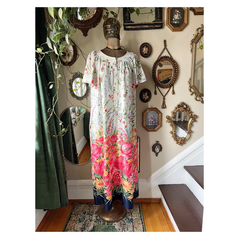 Vintage Floral Muumuu Floor Length Dress image 1