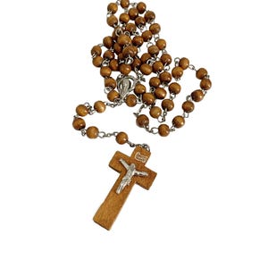 Vintage Brown Wooden Bead Rosary