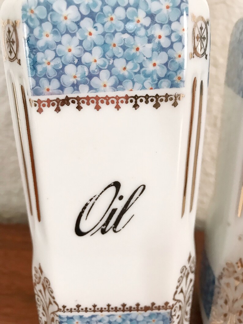 Vintage Czechoslovakia Oil and Vinegar Porcelain Ceramic Serving Cruet Set image 9