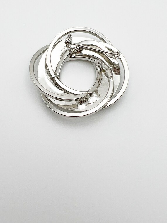 Vintage Silver Tone Metal Spiral Brooch - image 4