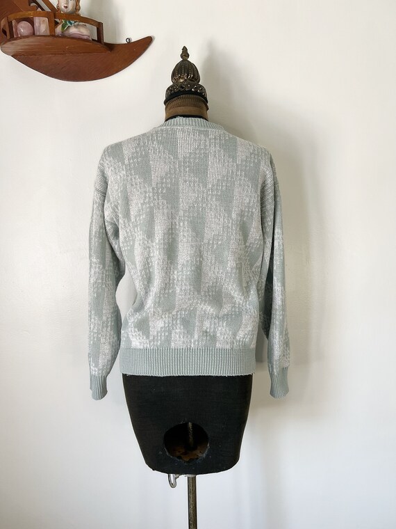 Vintage 1980s Gray Blue Tinsel Sweater As We Knit… - image 8