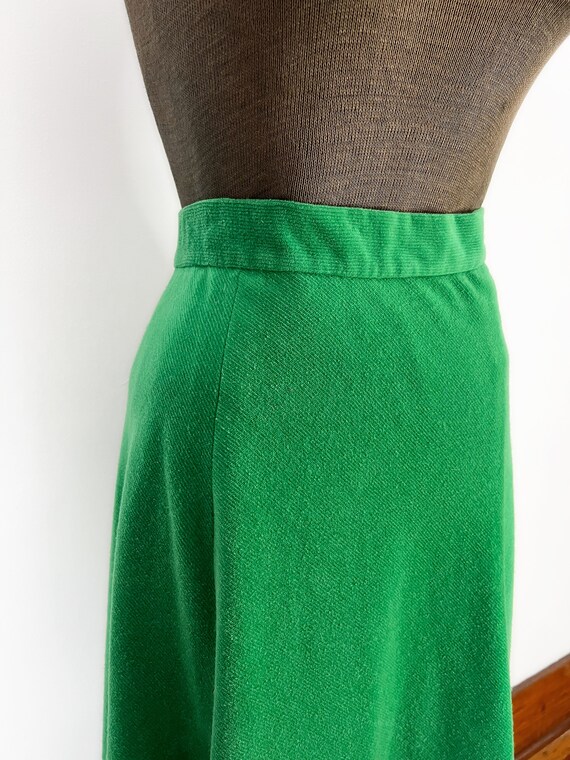 Vintage 1970s Kelly Green Maxi Skirt - image 5