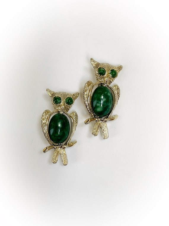 Vintage Owl Scatter Pins Green and White Marbled Jelly Belly - Etsy