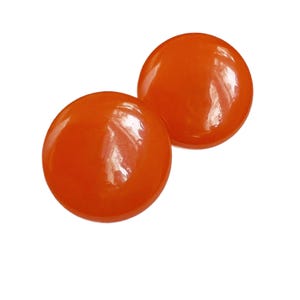 Vintage Orange Bakelite Disc Clip On Earrings