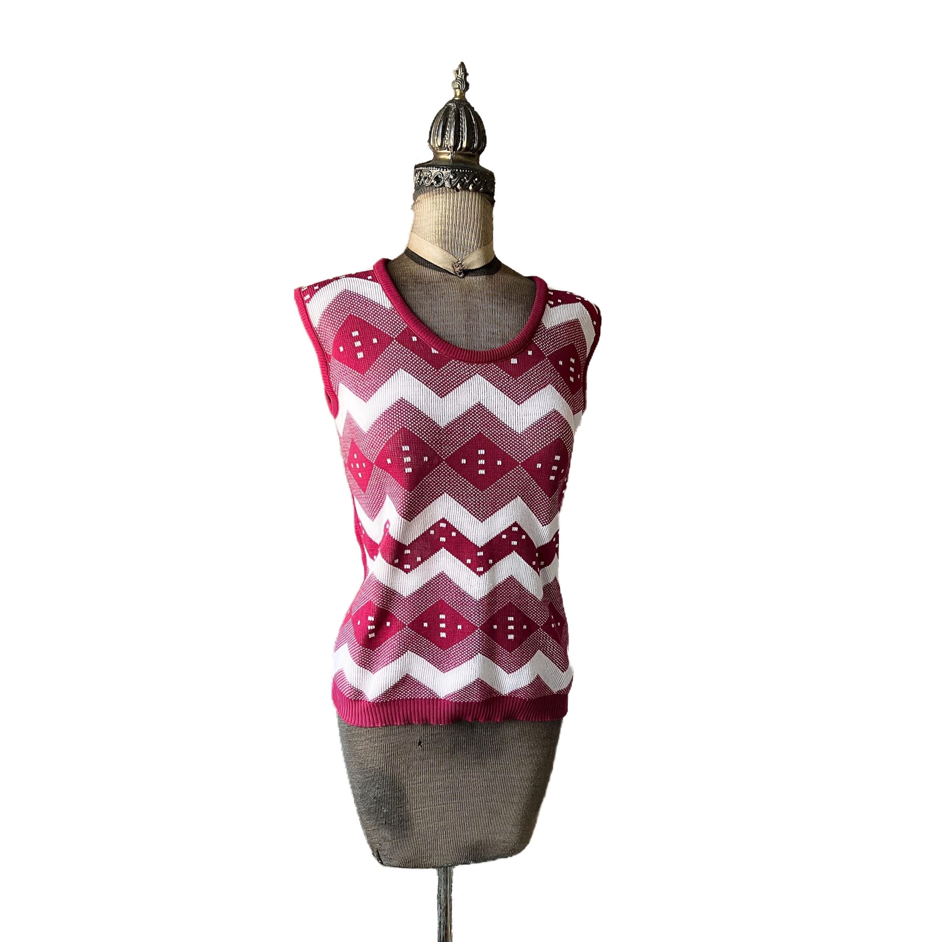 Alden, Vintage 1970's Alden's Fashions Diamond and Zig Zag Pullover Vest