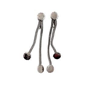 Vintage Silver Tone Metal Dangling Chain Screw Back Earrings