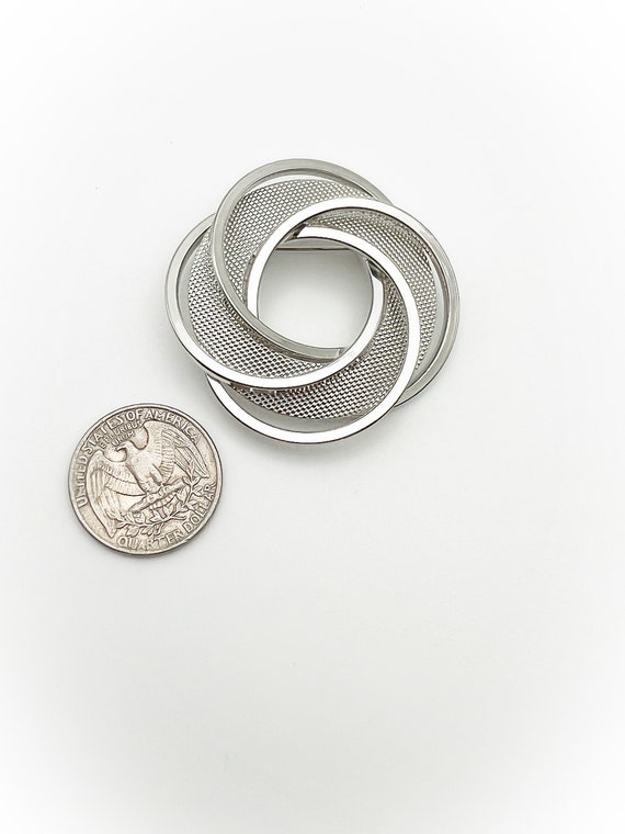 Vintage Silver Tone Metal Spiral Brooch - image 2